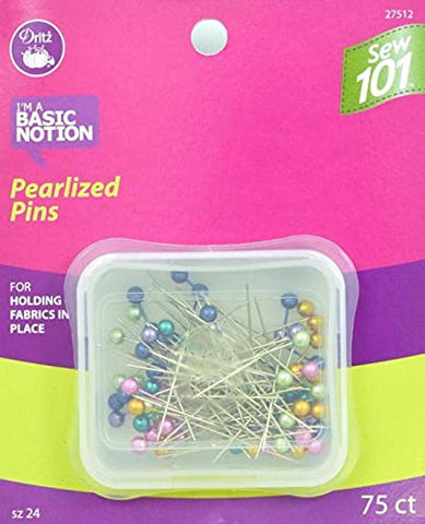 Dritz Sew 101, 1-1/2", 75 Count, Assorted Colors Pearlized Pins Long Pearlized Pins