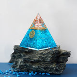 Orgone Pyramid | Aquamarine Crystal Orgonite Pyramid for Positive Energy, Confidence & Security | Healing Crystal Gemstone Pyramid | Orgone Pyramid Crystal - Handmade In India