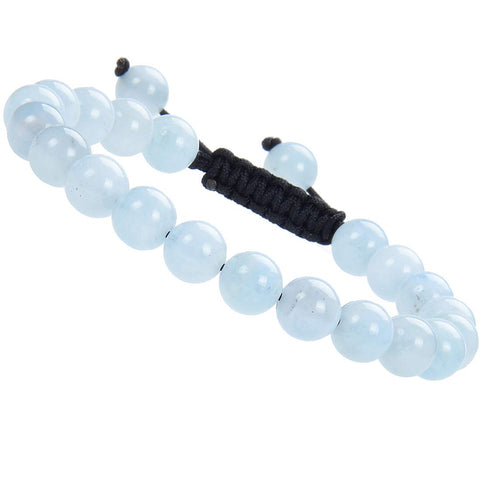 Massive Beads Natural Healing Power Gemstone Crystal Beads Unisex Adjustable Macrame Bracelets 8mm Aquamarine