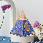 Orgone Pyramid | Lapis Lazuli Orgonite Pyramid for Wisdom, Harmony, Honesty & Self-Awareness | Healing Crystal Gemstone Pyramid | Orgone Pyramid Crystal - Handmade In India