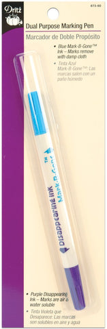 Dritz Dual Purpose Disappearing Ink & Mark-B-Gone, Marking Pen, Blue and Purple, 8.75 x 2.88 x 0.5