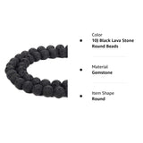 BEADNOVA 8mm Natural Black Lava Beads Stone Gemstone Round Loose Energy Healing Beads with Free Crystal Stretch Cord for Jewelry Making (40-42pcs) 10) Black Lava Stone Round Beads