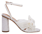 VETASTE Women's Bow Knot Heeled Sandals Bridal Wedding Open Toe Ankle Strap Chunky Heels 7.5 White