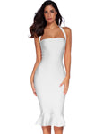Womens Rayon Halter Fishtail Bandage Party Dress White Medium