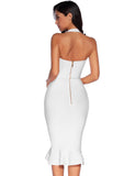 Womens Rayon Halter Fishtail Bandage Party Dress White Medium