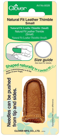 Clover Natural Fit Leather Thimble Small, Lt. Brown Each