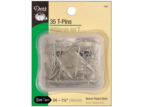 Dritz 100 T Pins, 1-1/2-Inch (35-Count), Nickel 35-Count