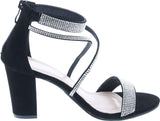 TOP Moda Women's Formal Rhinestone High Heel Sandal Ankle Strap 9 Black-1