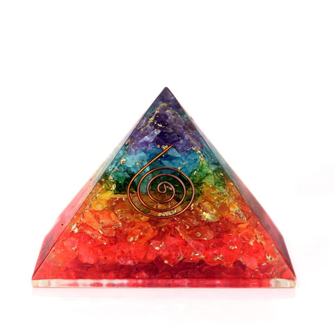 Orgone Pyramid | 7 Chakra Orgonite Pyramid for Meditation & Anti-Stress | Seven Chakra Pyramid Large, Healing Crystal Gemstone Pyramid | Orgone Pyramid Crystal - Handmade In India 7 chara pyramid