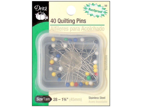 Dritz 32 Quilting Pins, Yellow, 1-3/4-Inch (40-Count) 40-Count