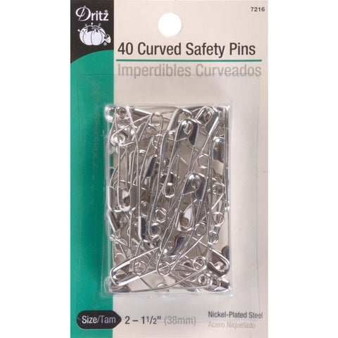 Dritz 7216 Safety Pins, Curved, Size 2, Nickel (40-Count)
