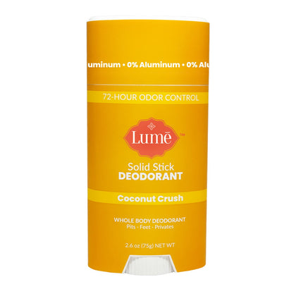 Lume Solid Deodorant Stick - Whole Body Deodorant - Aluminum-Free, Baking Soda-Free, Hypoallergenic, Safe For Sensitive Skin - 2.6 Ounce Solid Stick (Coconut Crush) Toasted Coconut