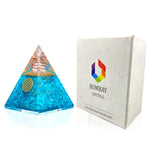 Orgone Pyramid | Aquamarine Crystal Orgonite Pyramid for Positive Energy, Confidence & Security | Healing Crystal Gemstone Pyramid | Orgone Pyramid Crystal - Handmade In India