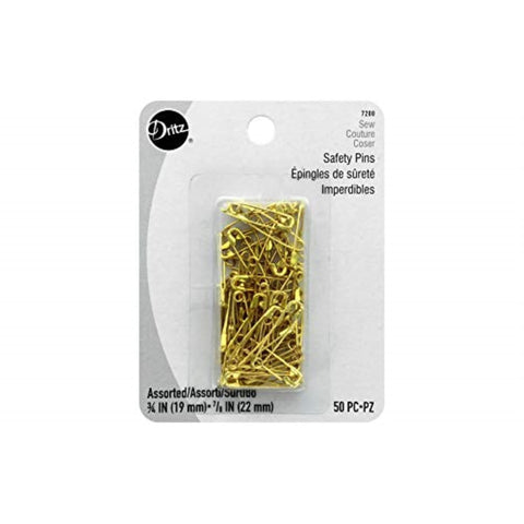 Dritz 7200 Safety Pins, Brass, Size 00 & 0 (50-Count) Gilt