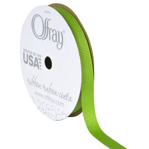 Offray Grosgrain Craft Ribbon, 3/8-Inch x 18-Feet, Apple Green 3/8 Inch x 18 Feet