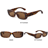 BUTABY Rectangle Sunglasses for Women Retro Driving Glasses 90’s Vintage Fashion Narrow Square Frame UV400 Protection Black Frame Grey Lens+leopard Brown Lens
