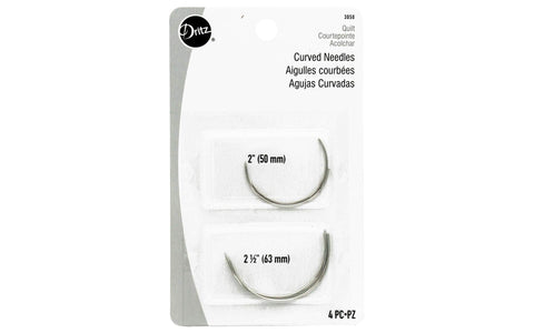 Dritz 3050 Quilter's Curved Hand Needles, 2-Inch & 2-1/2-Inch, Nickel (4-Count) 2" (50 mm) and 2-1/2" (63 mm)