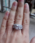 Wuziwen 4Ct Engagement Ring for Women Sterling Silver Cubic Zirconia Wedding Band Bridal Set 8.5