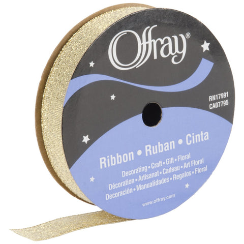 Offray, Gold Galena Craft Ribbon, 5/8-Inch, 5/8 Inch x 12 Feet 1 Count (Pack of 1)