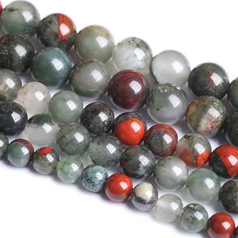 10MM 36PCS Natural Stone African Bloodstone Beads for Jewelry Making DIY Bracelet Energy Crystal Healing Power 10mm