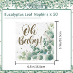 Sage Greenery Baby Shower Disposable Paper Napkins 3-ply Boho Greency Beverage Napkins for Sage Greenery Baby Shower Party（6.5X6.5 in, 50-Pack)