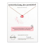 SoulKu Soul Shine Handmade Necklace, Empowering Jewelry With Healing Crystal, Inspirational Jewelry For Women, Mom & Sister, 2"" Extender With Lobster Clasp, 16"" Nylon Cord (Pure Pink, She Persisted)