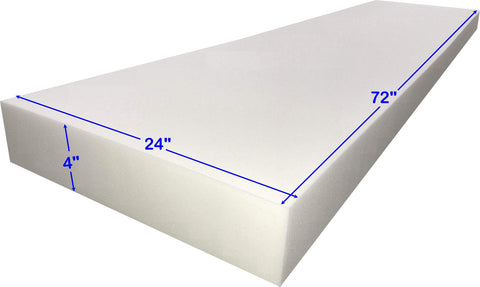 FoamTouch 4x24x72MDF Medium Density (semi Firm) Upholstery Foam, 1 Count (Pack of 1), White 4x24x72
