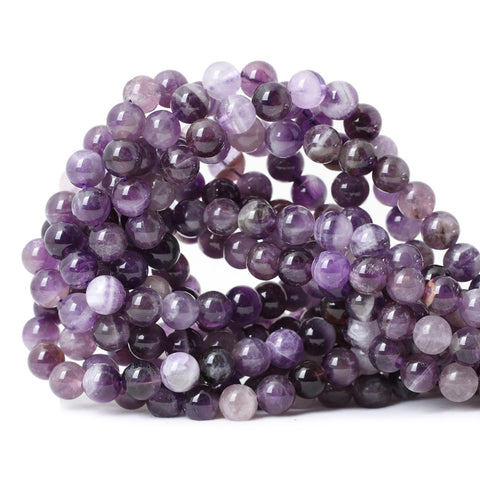 CHEAVIAN 45PCS 8mm Natural Dog Teeth Amethyst Gemstone Round Loose Beads Crystal Energy Stone Healing Power for Jewelry Making 1 Strand 15"