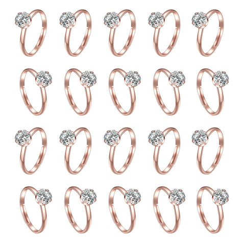 Topoox 60 Pack Rose Gold Diamond Engagement Rings for Bridal Shower Party Game Wedding Table Decorations
