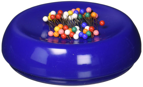 Grabbit Magnetic Sewing Pincushion with 50 Plastic Head Pins, Blue 1 Count (Pack of 1)