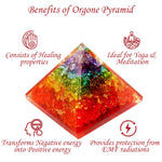 Orgone Pyramid | 7 Chakra Orgonite Pyramid for Meditation & Anti-Stress | Seven Chakra Pyramid Large, Healing Crystal Gemstone Pyramid | Orgone Pyramid Crystal - Handmade In India 7 chara pyramid