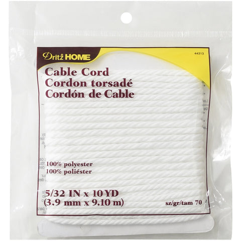 Dritz Home 44313 Cable Cord, 5/32 x 10-Yards, Size 70 , White