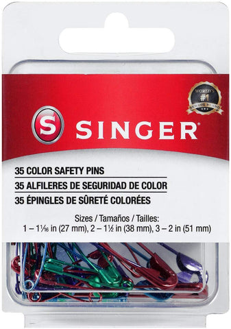 SINGER 00294 Metallic-Coated Safety Pins, Colors may vary and Sizes, 35-Count, 1