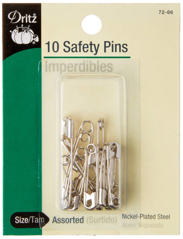 Dritz 72-66 Safety Pins, Size 1 & 2 (10-Count) 10-Count
