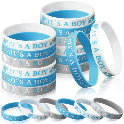 36 Pieces Baby Shower Rubber Bracelets, It's a Boy It's a Girl Wristbands Elephant Baby Shower Decorations for Boy Girl Baby Shower Party Favor Gender Reveal Party Supplies (Boy Style) Boy Style