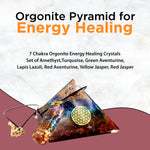 Real Crystal Orgone Chakra Pyramid - Seven Chakra Orgone Pyramid - Orgonite Pyramid for Energy Healing - Orgonite Kit - Protection With Seven Chakra Orgonite Necklace