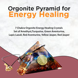 Real Crystal Orgone Chakra Pyramid - Seven Chakra Orgone Pyramid - Orgonite Pyramid for Energy Healing - Orgonite Kit - Protection With Seven Chakra Orgonite Necklace