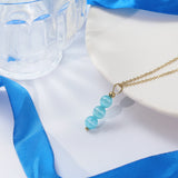 Aquamarine necklace for women, blue crystal necklace as inspirational gifts for girls, march birthstone necklace moonstone aquamarine jewelry healing gifts for women blue aquamarine
