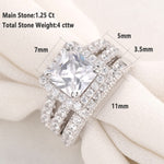Wuziwen 4Ct Engagement Ring for Women Sterling Silver Cubic Zirconia Wedding Band Bridal Set 8.5