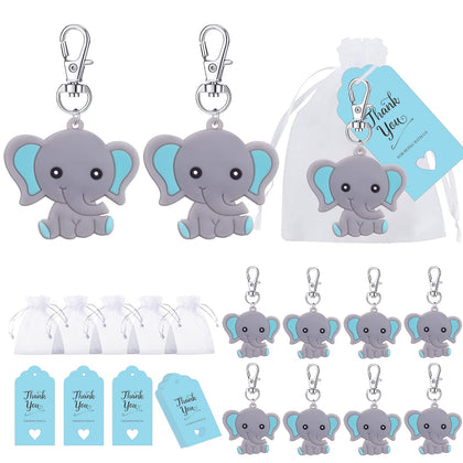 Baby Shower Favors, 50 Sets Guests Return Gifts Include Elephant Keychain + Organza Bags + Thank You Tags Baby Shower Decorations for Boys Baptism Favors Elephant Theme Party Favors