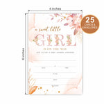 Baby Shower Invitation Cards With Envelopes, Flush Pink Boho Floral Baby Gender Reveal Party Supplies, Baby Shower Decorations For Girl, Invites for Baby Showers and Parties - Pack of 25(YQK-042)