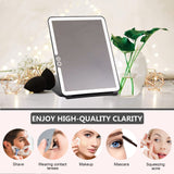 deweisn Folding Lighted Makeup Mirror with 72 LEDs 3 Colors Light Modes USB Rechargable 1800mA Batteries Portable Ultra Thin Compact Vanity Mirror Dimmable Travel Mirror Black