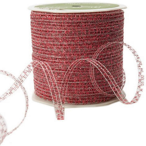 May Arts 1/8-Inch Wide Ribbon, Red Curly Sparkling