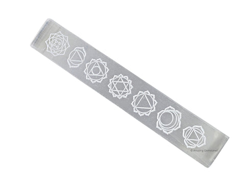 Selenite Crystal Charging Plate For Crystals And Healing Stones, 7.5" Selenite Crystal Plate Engraved Chakra Coaster For Home Office Table Decor (Selenite Stick) Rectangle