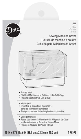 Dritz Dust Sewing, 15" x 8-3/4" x 6", Frosted Vinyl Machine Cover, Clear For Sewing Machines