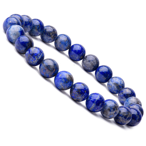 WRCXSTONE Natural 8mm Gorgeous Semi-Precious Gemstones Healing Crystal Stretch Beaded Bracelet Unisex Lapis Lazuli
