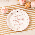 Crisky Cheers to Love Rose Gold Disposable Plates for Bridal Shower, Wedding, Engagement, Bachelorett Party Decorations, Dessert, Buffet, Cake, Lunch, Dinner Plates Party Supples, 50 Count, 9" Plate