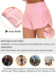 Origiwish Women's High Waisted Running Shorts with Liner Quick Dry Athletic Workout Shorts Zipper Pockets Small Pink