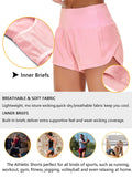 Origiwish Women's High Waisted Running Shorts with Liner Quick Dry Athletic Workout Shorts Zipper Pockets Small Pink