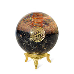 Orgonite Crystal Black Tourmaline Crystal Ball with Stand for Energy Purification and E-Energy Protection – Channels Positive Vibrations for Healing Connection between Body, Mind and Spirit